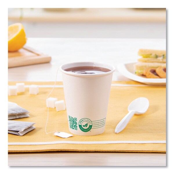 Solo Compostable Paper Hot Cups, ProPlanet Seal, 8 oz, White/Green, PK1000 - 378PLA-PLANET