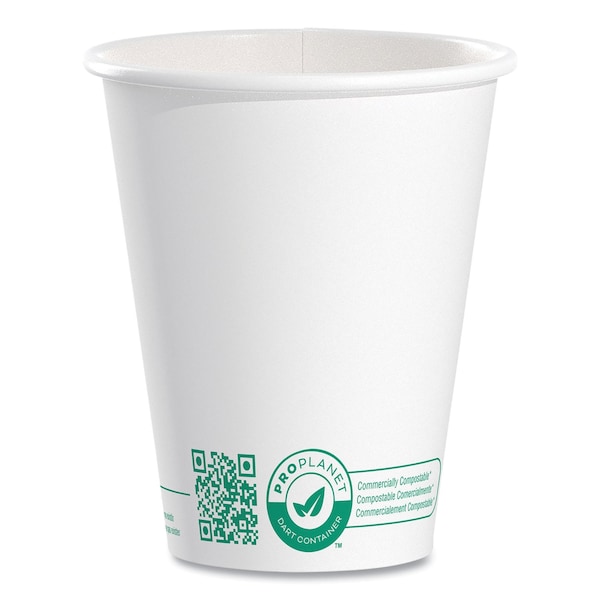 Solo Compostable Paper Hot Cups, ProPlanet Seal, 8 oz, White/Green, PK1000 - 378PLA-PLANET