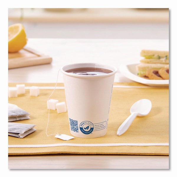 Solo Recycled Content PCF Paper Hot Cups, ProPlanet Seal, 8 oz, White, 50PK - 378RC-PLANET