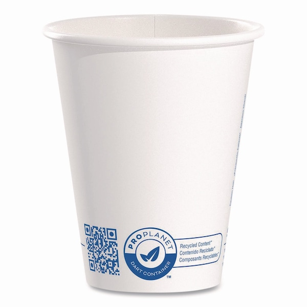 Solo Recycled Content PCF Paper Hot Cups, ProPlanet Seal, 8 oz, White, 50PK - 378RC-PLANET