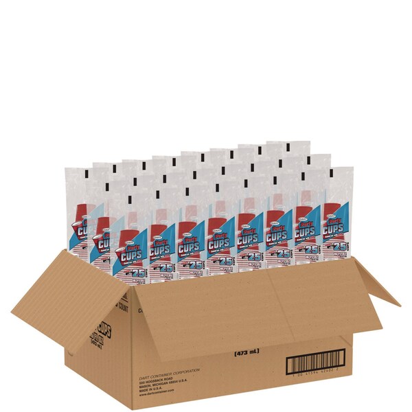 Dart SOLO Party Plastic Cold Drink Cups, 16 oz, Red, 600PK - Y1625-0001