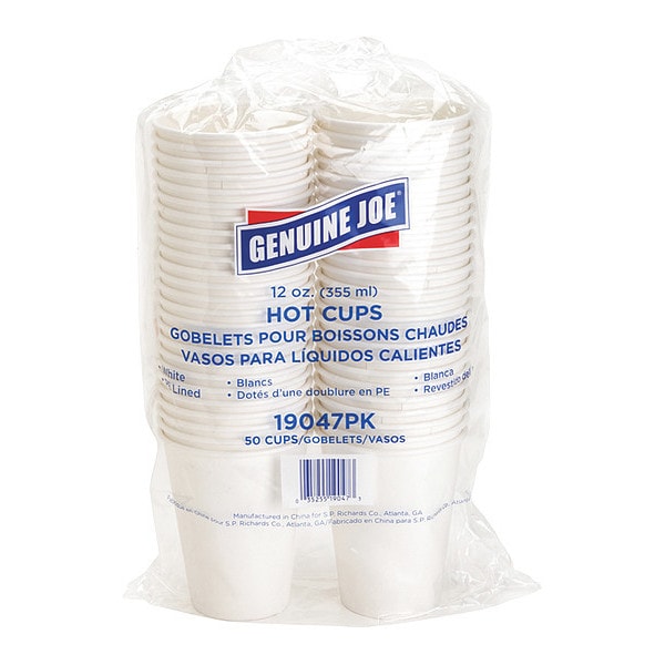 Genuine Joe Lined Disposable Hot Cups12Oz, PK50 - GJO19047PK