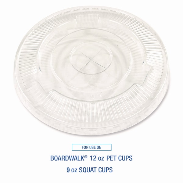 Boardwalk Crystal-Clear Cold Cup Straw-Slot Lids, Fits 9 oz to 10 oz Cups, Clear, 100PK - BWKPET910STRAWPK