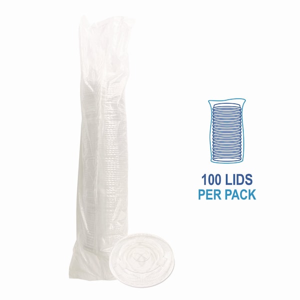 Boardwalk Crystal-Clear Cold Cup Straw-Slot Lids, Fits 9 oz to 10 oz Cups, Clear, 100PK - BWKPET910STRAWPK