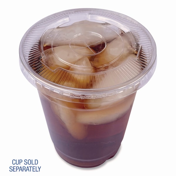 Boardwalk Crystal-Clear Cold Cup Straw-Slot Lids, Fits 9 oz to 10 oz Cups, Clear, 100PK - BWKPET910STRAWPK