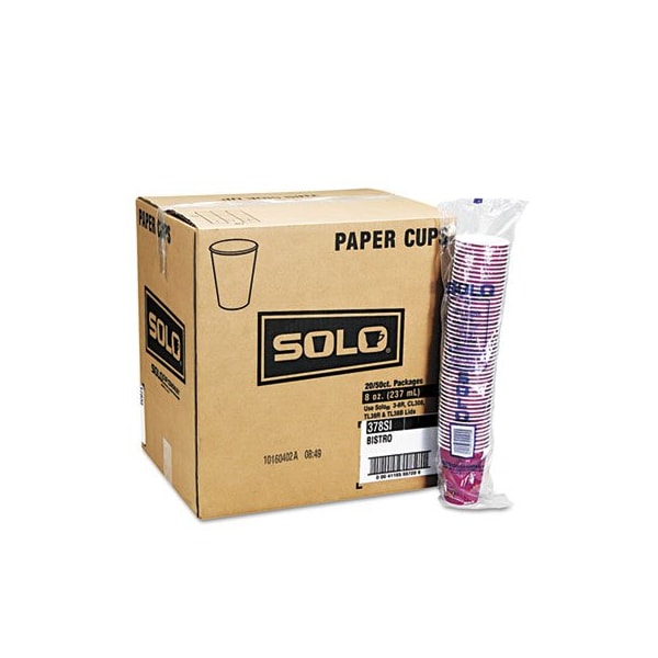 Dart SOLO BISTRO DESIGN HOT DRINK CUPS, PAPER, 12OZ, MAROON, 20PK - 412SIN