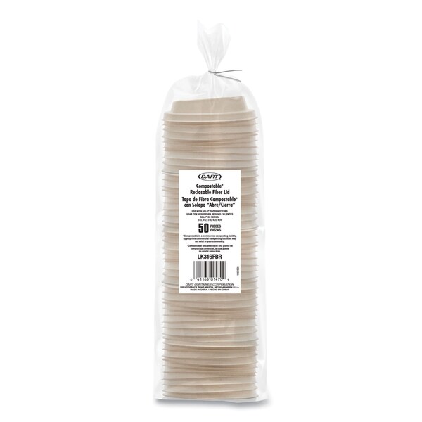Dart Fiber Lids for Paper Cups, ProPlanet Seal, Fits 10 oz to 24 oz Cups, Tan, 1000PK - LK316FBR