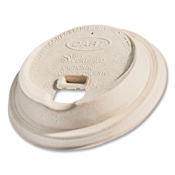 Dart Fiber Lids for Paper Cups, ProPlanet Seal, Fits 10 oz to 24 oz Cups, Tan, 1000PK - LK316FBR