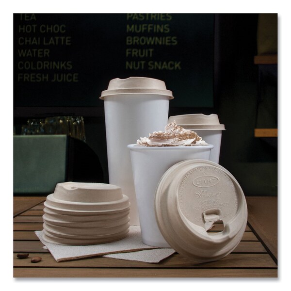 Dart Fiber Lids for Paper Cups, ProPlanet Seal, Fits 10 oz to 24 oz Cups, Tan, 1000PK - LK316FBR