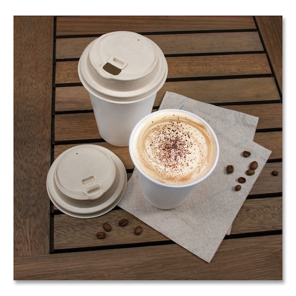 Dart Fiber Lids for Paper Cups, ProPlanet Seal, Fits 10 oz to 24 oz Cups, Tan, 1000PK - LK316FBR