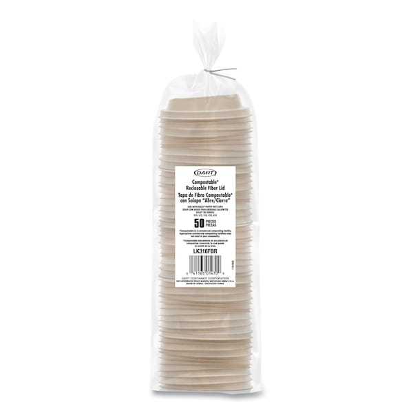 Dart Fiber Lids for Paper Cups, ProPlanet Seal, Fits 10 oz to 24 oz Cups, Tan, 1000PK - LK316FBR