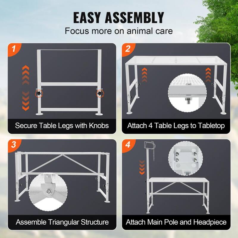 Soporte estacionario para cabras y ovejas de 64.1x47 pulgadas con capacidad de carga de 500 lbs. Blanco con altura ajustable de 21 a 33 pulgadas - SCXJJBSYTM47JNHGXV0
