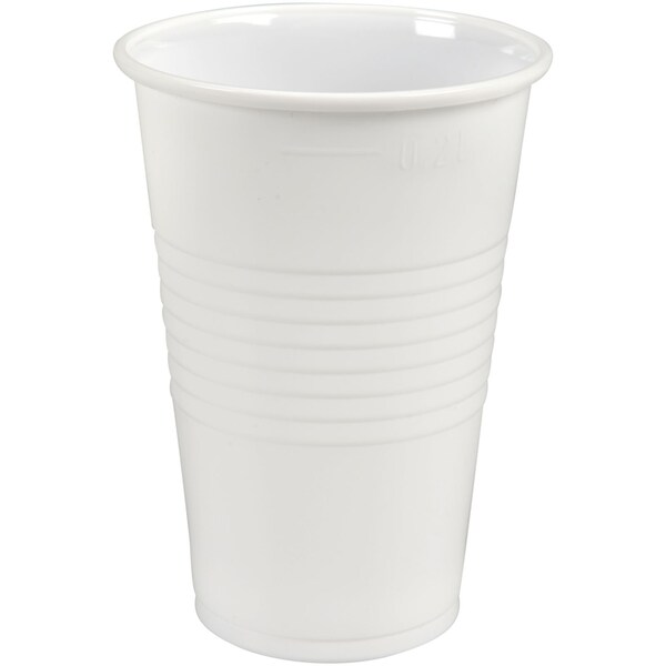 Abena Cups, Cold, Drinking Cup with Grooves, 7.8 Gross Ounce, 3.8" Height, 2.8" Diameter, White, PP - 131994
