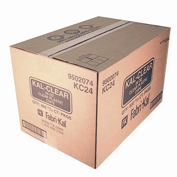 Fabri-Kal Kal-Clear PET Cold Drink Cups, 24 oz, Clear, 25/Sleeve, 24 Sleeves/Carton, 600PK - 9502074