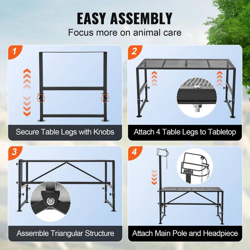 Soporte estacionario para cabras y ovejas de 64.1 pulgadas x 47 pulgadas con capacidad de carga de 500 lbs negro, altura ajustable de 21 a 33 pulgadas - SCXJJHSYTM47HMU08V0
