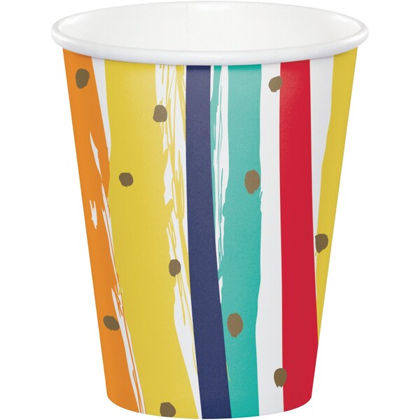 Creative Converting Birthday Stripes Paper Cups, 9oz, 96PK - 356653