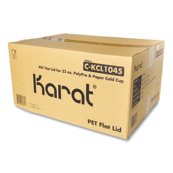 Karat PET Lids, Fits 32 oz Cold Cups, Flat Lid, Clear, 600PK - C-KCL1045