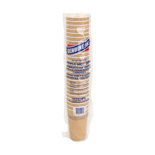 Genuine Joe Genuine Joe Rippled Hot Cup, 16oz., 2 Brown, 25PK - GJO11257