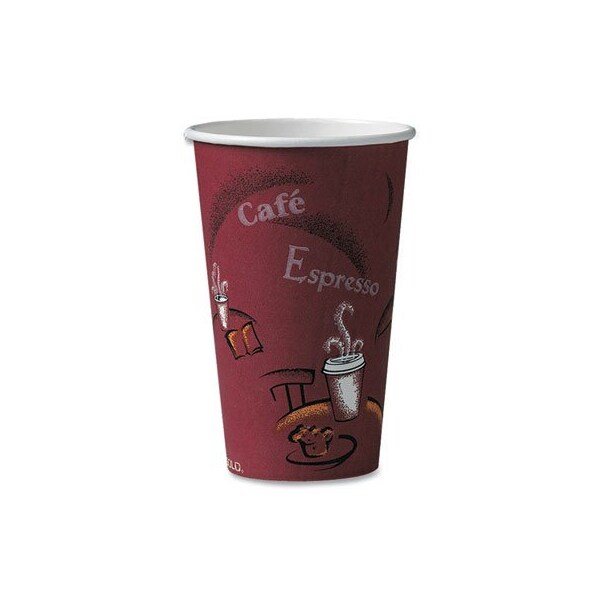 Dart SOLO BISTRO DESIGN HOT DRINK CUPS, PAPER, 16OZ, MAROON, 50PK - 316SIPK