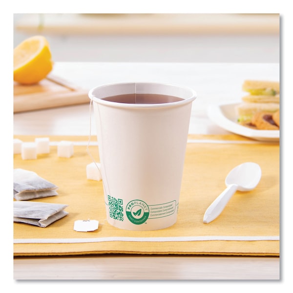 Solo Compostable Paper Hot Cups, ProPlanet Seal, 12 oz, White/Green, 50PK - 412PLA-PLANET