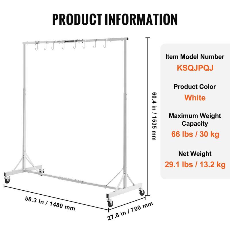 Pintura VEVOR, rack ajustable de 5 a 7 pies de altura, capacidad de 66 lbs., soporte para pintura automotriz con 8 ganchos, rack de secado para pintura.