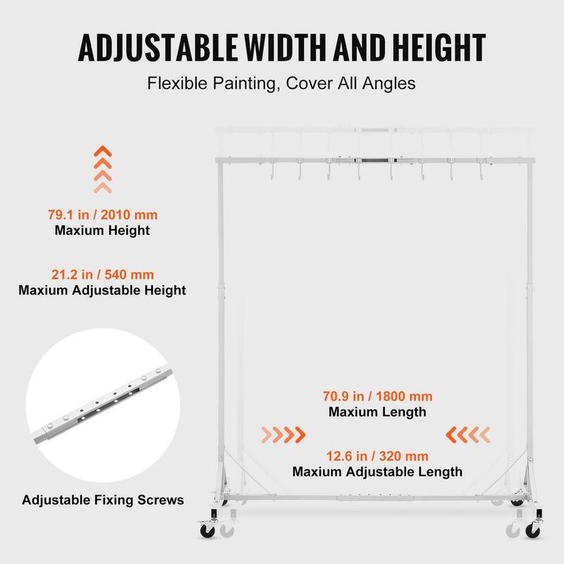 Pintura VEVOR, rack ajustable de 5 a 7 pies de altura, capacidad de 66 lbs., soporte para pintura automotriz con 8 ganchos, rack de secado para pintura.