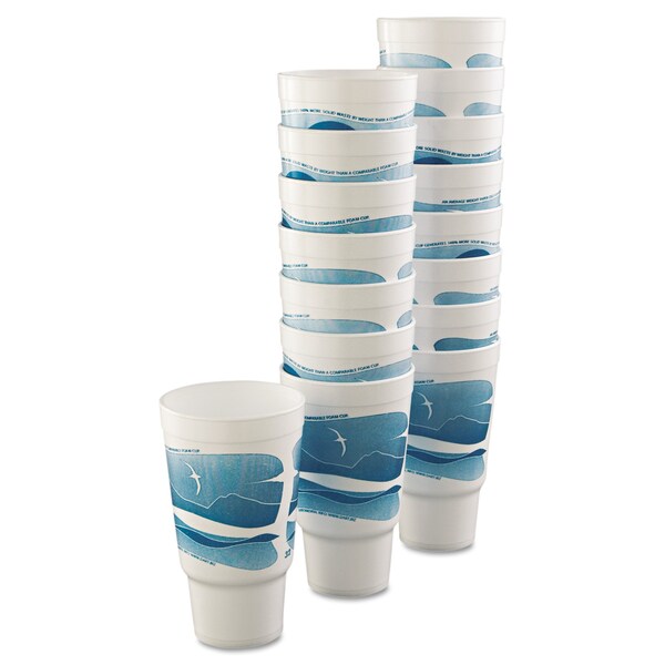 Dart Horizon Hot/Cold Foam Drinking Cups, 32oz, Teal/White, PK400 - 32AJ20H