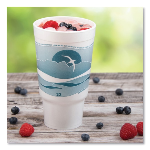 Dart Horizon Hot/Cold Foam Drinking Cups, 32oz, Teal/White, PK400 - 32AJ20H