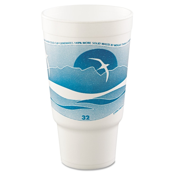 Dart Horizon Hot/Cold Foam Drinking Cups, 32oz, Teal/White, PK400 - 32AJ20H