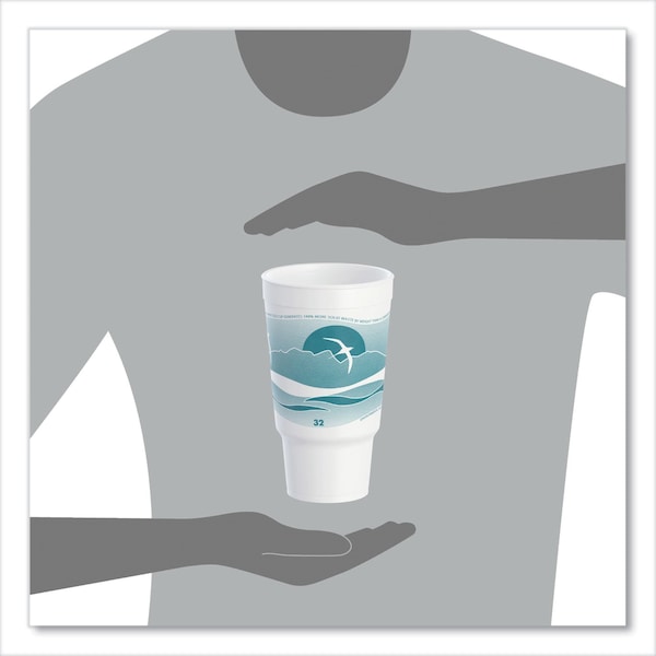 Dart Horizon Hot/Cold Foam Drinking Cups, 32oz, Teal/White, PK400 - 32AJ20H