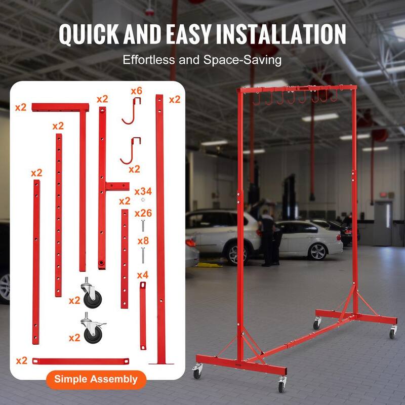Rack para pintura VEVOR, Altura Ajustable de 1500-2000 mm, Capacidad de 66 lbs. Soporte para pintura automotriz, 8 ganchos en el rack de pintura - PQJHS0000000UN1T6V0