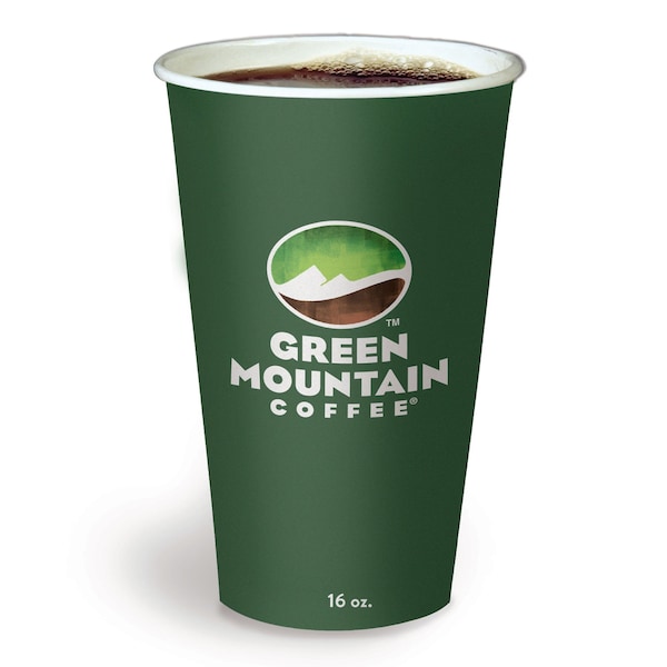 Green Mountain Coffee Paper Hot Cups, 16 oz, Green Mountain Design, Multicolor, 1000PK - 93768