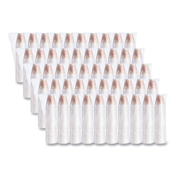 Dart Cafe G Foam Hot/Cold Cups, 12oz, White w/Brown & Red, PK1000 - 12X16G