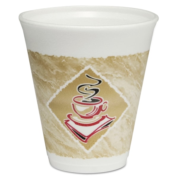 Dart Cafe G Foam Hot/Cold Cups, 12oz, White w/Brown & Red, PK1000 - 12X16G