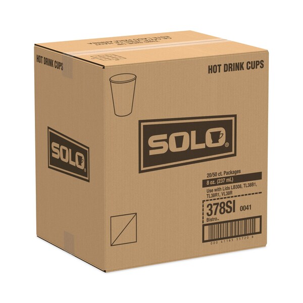 Dart Solo Bistro Design Hot Drink Cups, Paper, 8oz, Maroon, PK1000 PK - 378SI-0041
