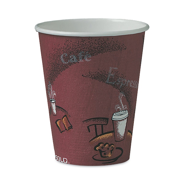 Dart Solo Bistro Design Hot Drink Cups, Paper, 8oz, Maroon, PK1000 PK - 378SI-0041