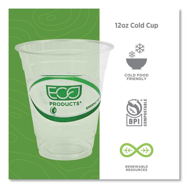 Eco-Products GreenStripe Renewable and Compostable Cold Cups - 12 oz, PK1000 PK - EP-CC12-GS