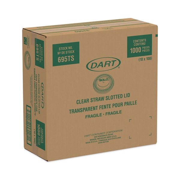 Dart Plastic Cold Cup Lids, Fits 12 oz to 14 oz Cups, Clear, 1000PK - 695TS