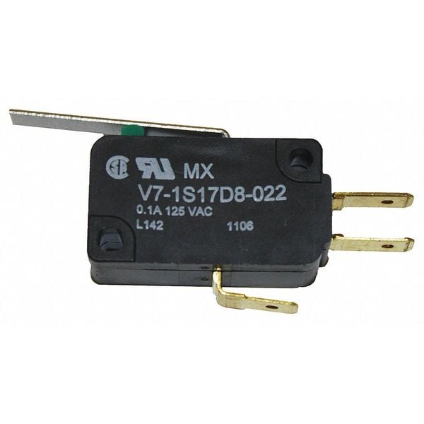 Interruptor de acción rápida en miniatura Honeywell, palanca, actuador largo, SPDT, calificación de contacto de 0.1A @ 120V AC - V7-1S17D8-022