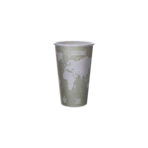 Eco-Products Eco-Products Hot Paper Cups, World Art, 16 Oz., Plant-Based Resin Inner Lining, 50/Pack, Green - ECOEPBHC16WA