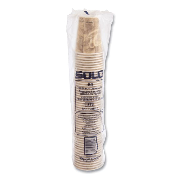 Solo Mistique Polycoated Hot Paper Cups, 8 oz, Brown, PK1000 - 378MS-0029