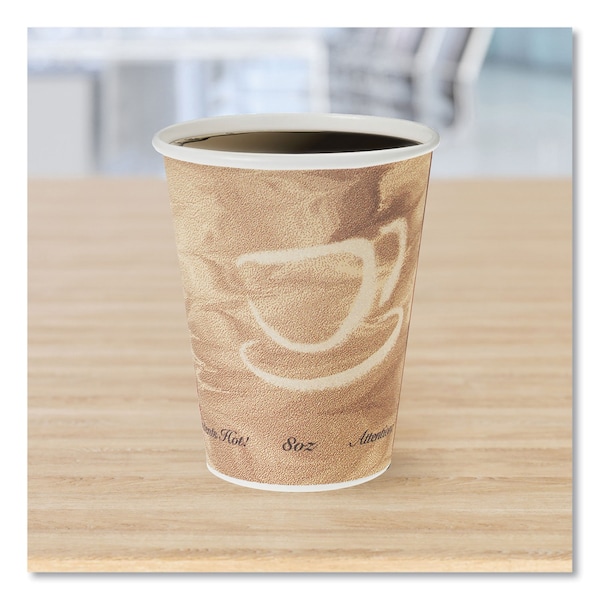 Solo Mistique Polycoated Hot Paper Cups, 8 oz, Brown, PK1000 - 378MS-0029