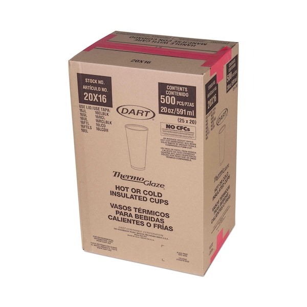 Dart Hot Cup 20 oz. Beige, Foam, Pk500 - DCC 20X16G