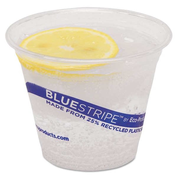 Eco-Products BlueStripe 25% Recycled Content Cold Cups, 9 oz, Clear/Blue, PK1000 - EP-CR9