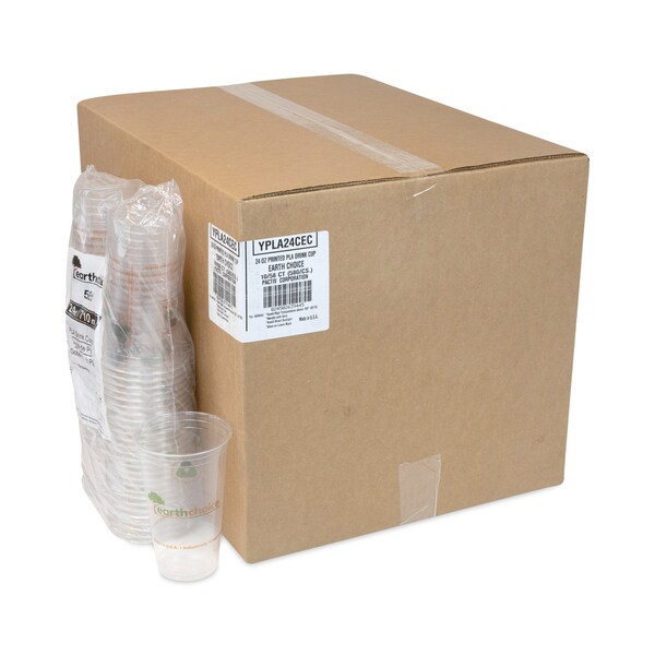 Pactiv Evergreen EarthChoice Compostable Cold Cup, 24 oz, Clear/Printed, PK580, 580PK - YPLA24CEC
