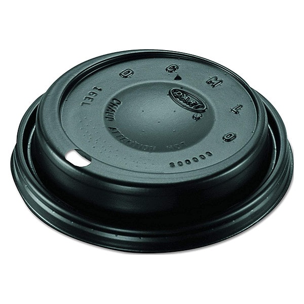 Dart Lid for 12 to 24 oz. Hot Cup, Dome, Sip Through, Black, Pk1000 - 16ELBLK