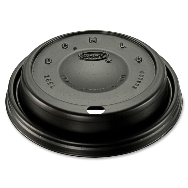 Dart Lid for 12 to 24 oz. Hot Cup, Dome, Sip Through, Black, Pk1000 - 16ELBLK