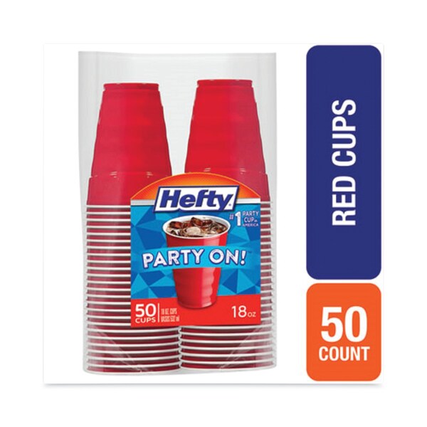 Hefty Easy Grip Disposable Plastic Party Cups, 18 oz, Red, 400PK - C21895