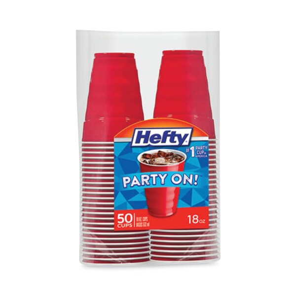Hefty Easy Grip Disposable Plastic Party Cups, 18 oz, Red, 400PK - C21895