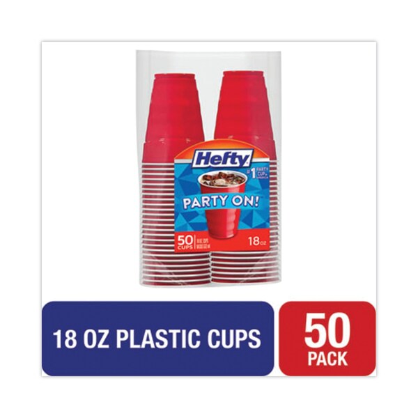 Hefty Easy Grip Disposable Plastic Party Cups, 18 oz, Red, 400PK - C21895